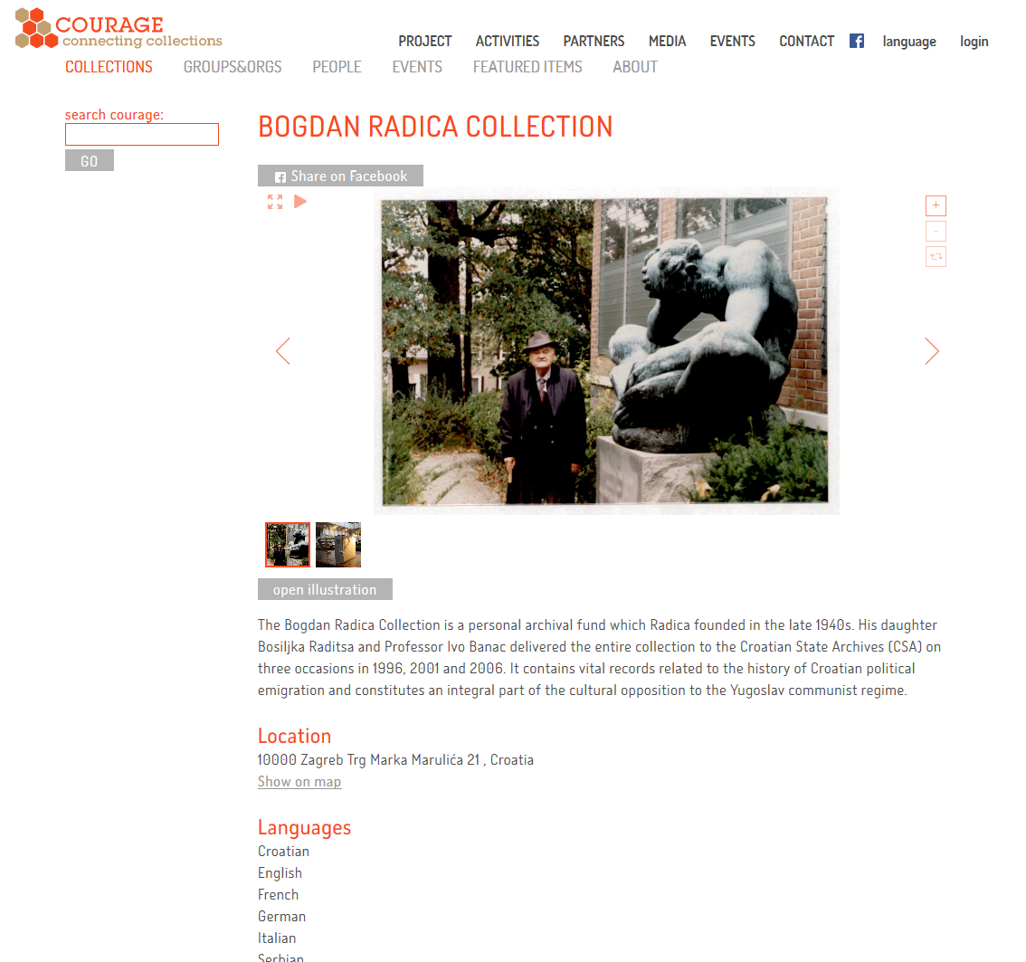 View of the Bogdan Radica collection in the registry